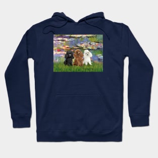 Lily Pond by Claude Monet Adapted to Feature Three Toy Poodles Hoodie